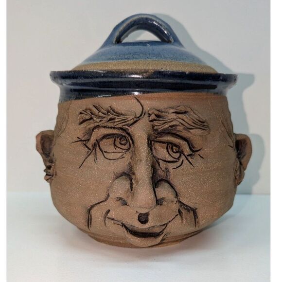David L Davis People Pottery Lidded Jar - Picture 1 of 6